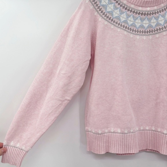 Pendleton Pink *Fair Isle* Knit Sweater Pullover Size M Cotton - Picture 4 of 5